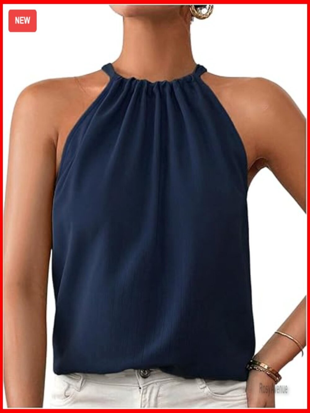 Women's Halter Top Sleeveless Tie Back Blouse Summer Work Tops Casual Dressy